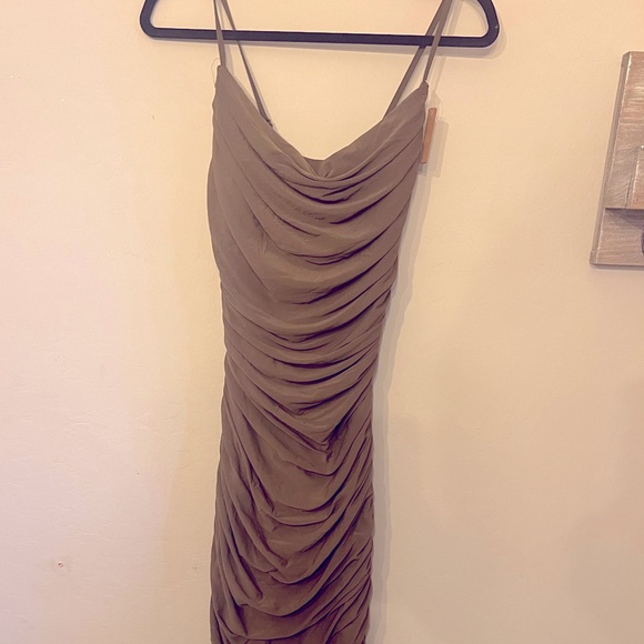 NWT | Shapellx Draped Mesh Shaping Dress (Olive Green) - Picture 2 of 7
